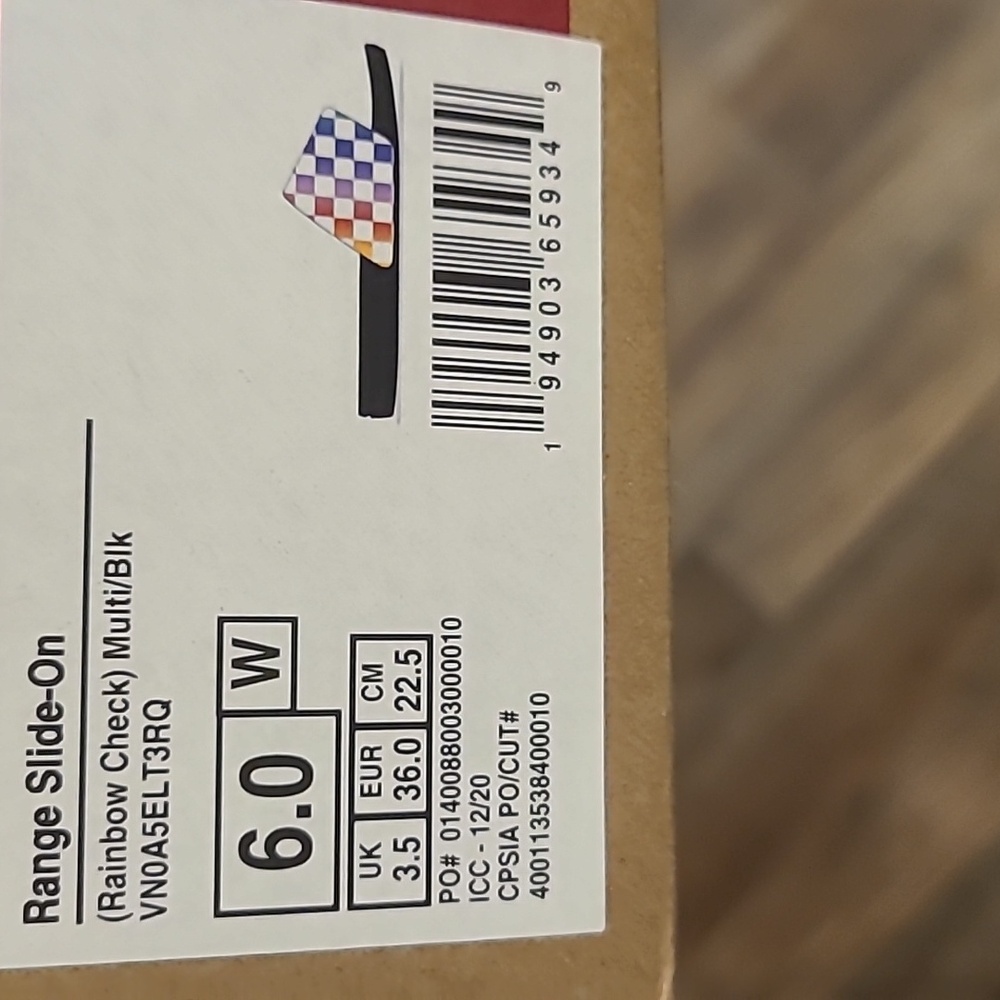 NEW Vans Range Slide On Slides Sandals Womens Rainbow Check Shoes - Picture 6 of 6